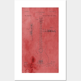 Vintage Rose Guitar Patent Posters and Art